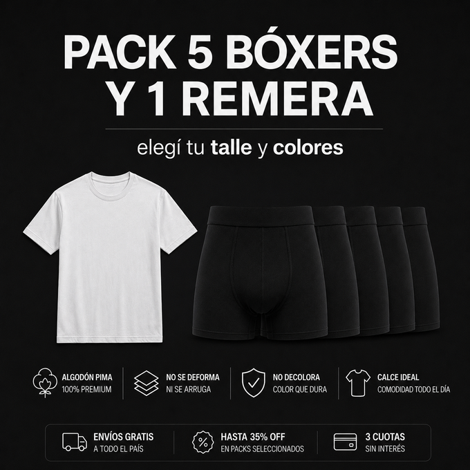 Pack 5 bóxers y 1 remera
