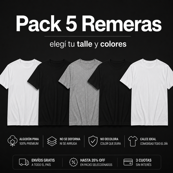 pack 5 remeras